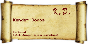 Kender Domos névjegykártya